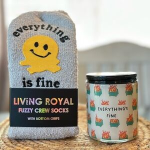 Hallmark & Living Royal 'Everything's Fine' Dumpster Fire Candle & Slipper Socks